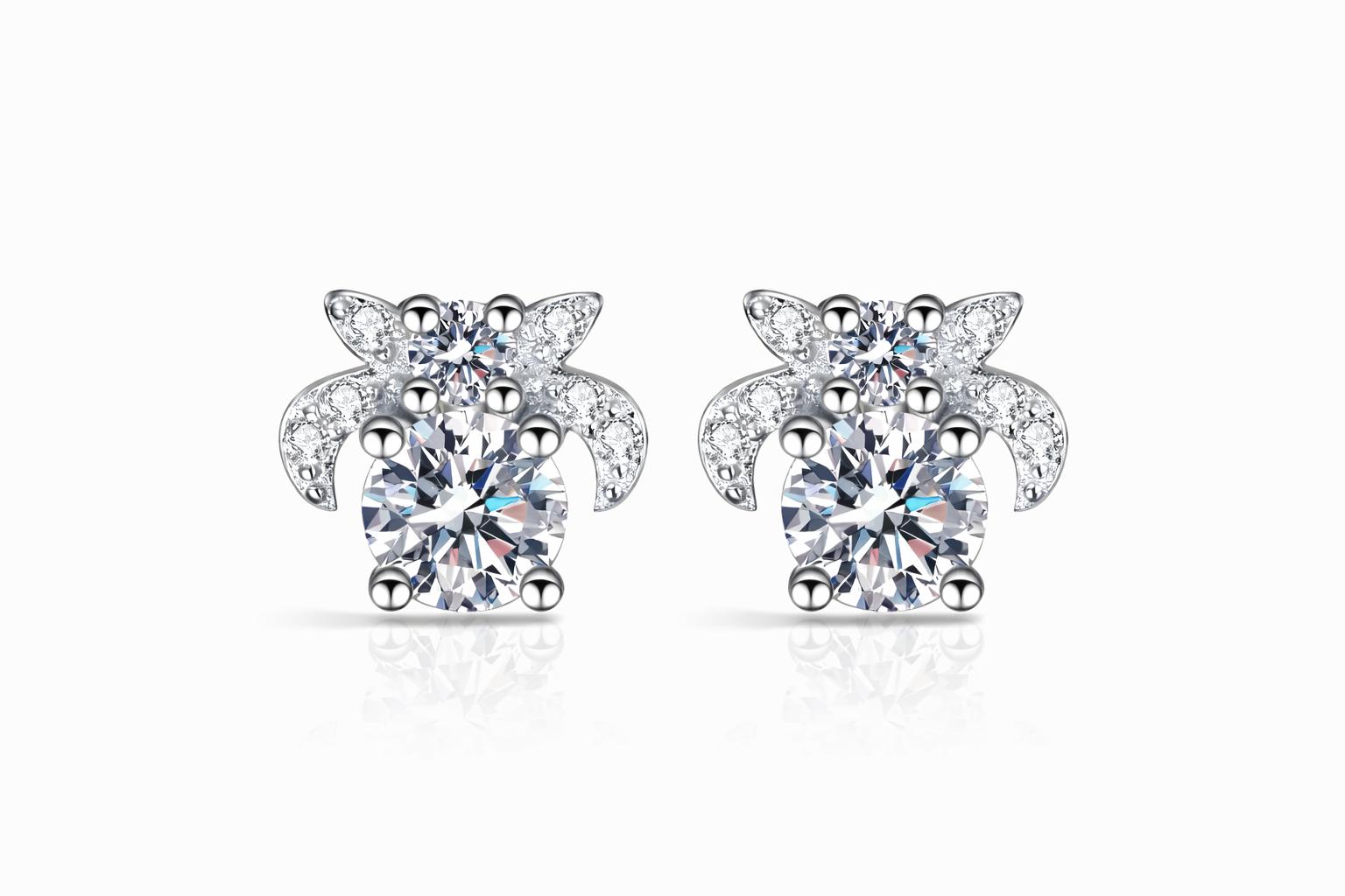 A’URA Moissanite Floral Stud Earrings- 1.00 CT