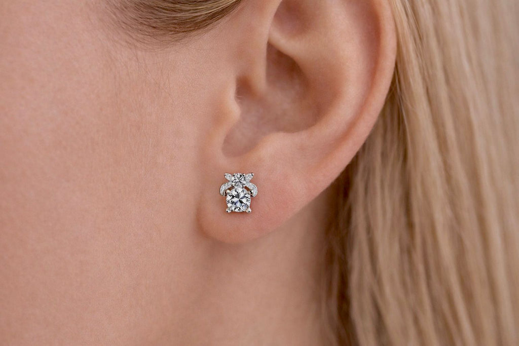 A’URA Moissanite Floral Stud Earrings- 1.00 CT