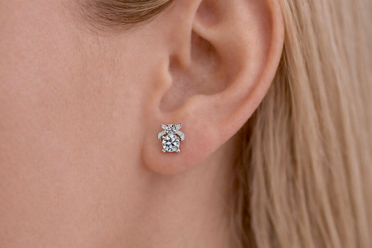 A’URA Moissanite Floral Stud Earrings- 1.00 CT